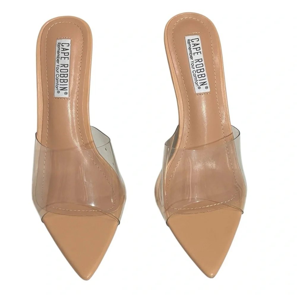 CAPE ROBBIN - THE LAYLAND - SIZE 9 - NWT SMALL‎ FLAWS - CLEAR STRAP - 5” HEEL S7